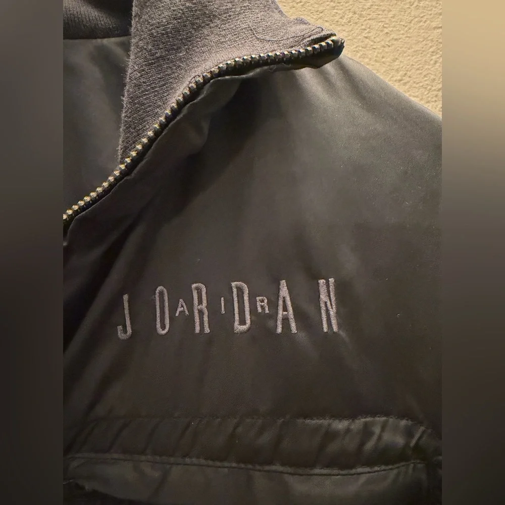 Large Air Jordan Michael‎ Jordan Black Zip Up Cafe Racer Style Coat medium